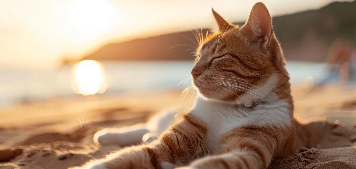 Katze entspannt im Urlaub