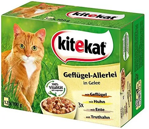 Kitekat Geflügelallerlei: Günstiges Nassfutter mit Getreide und Zucker