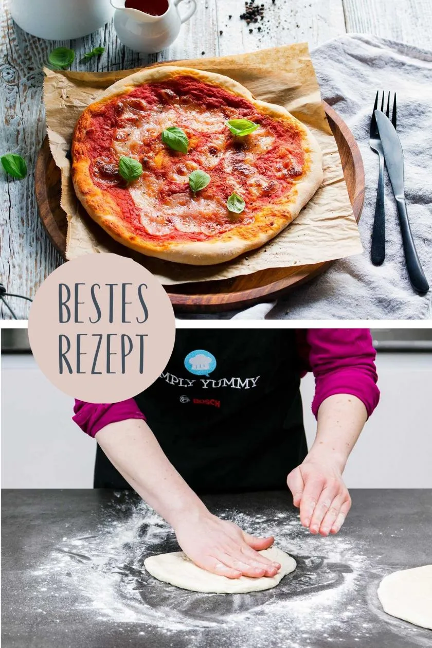 Klassische Pizza Margherita mit frischem Basilikum, Mozzarella und fruchtiger Tomatensauce, ein beliebter Pizza Belag in Deutschland.