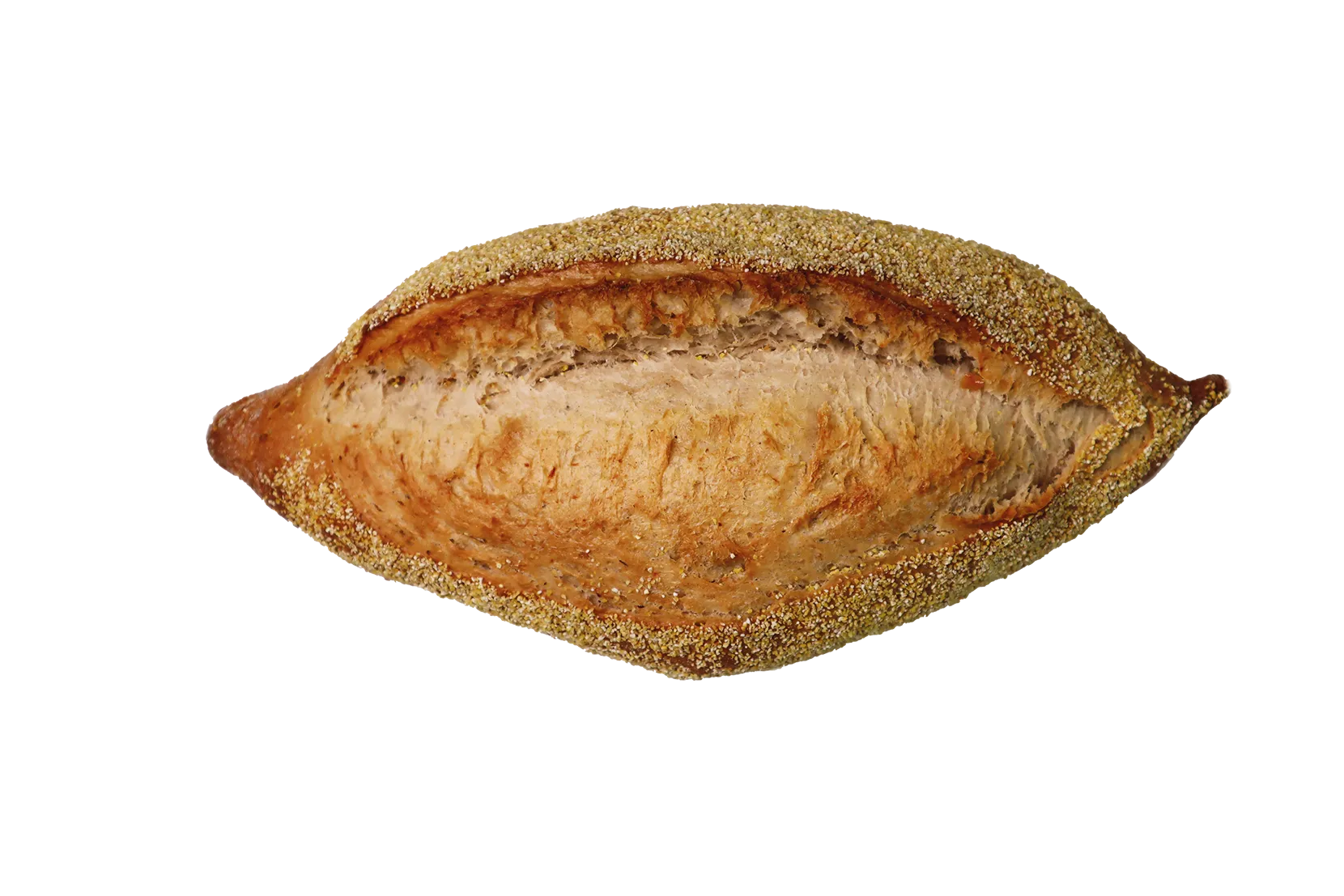 Knoblauchbrot, halbgebacken, geschnitten