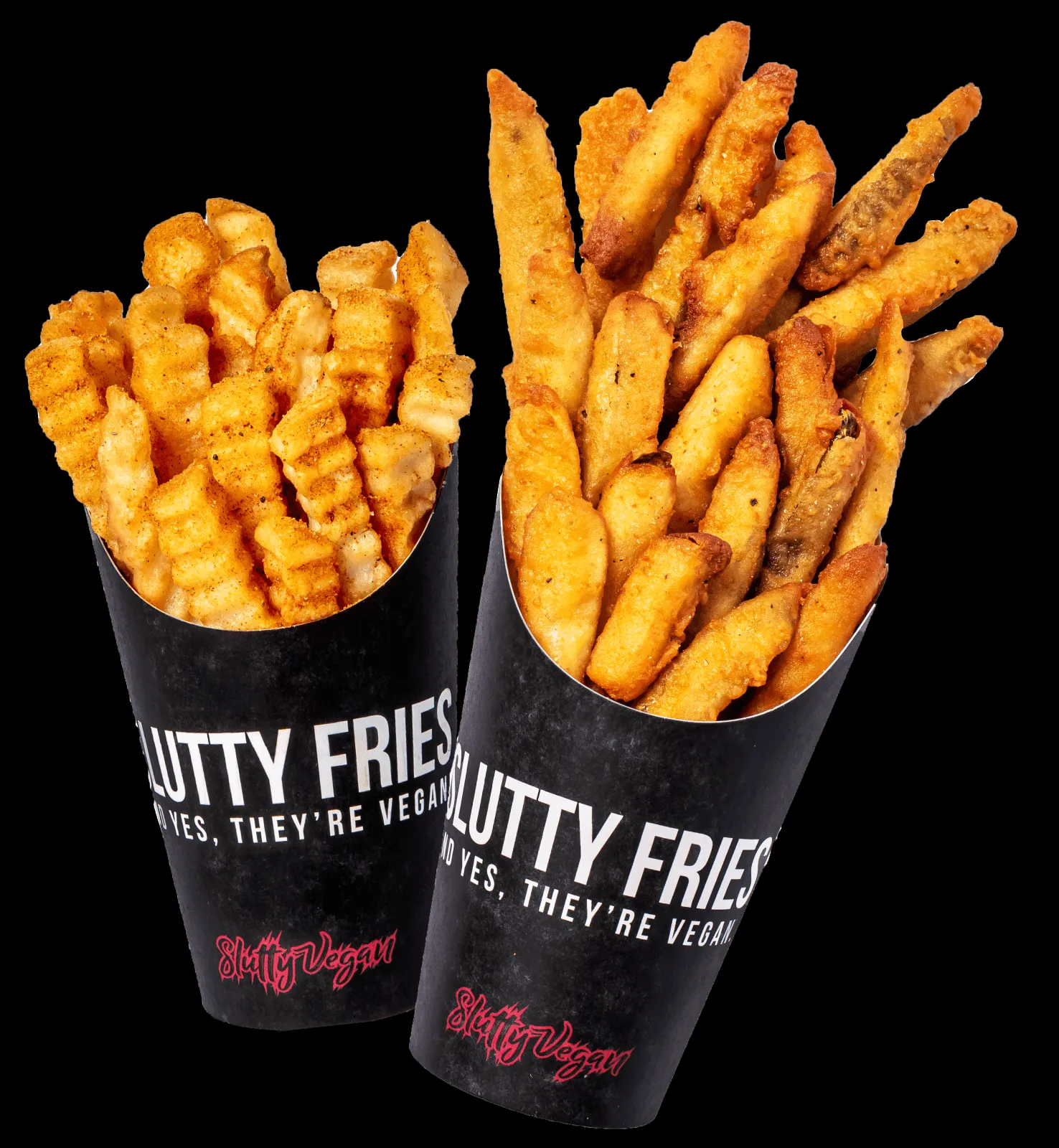 Knusprige vegane Pommes Frites, oft als Beilage in veganen Restaurants serviert