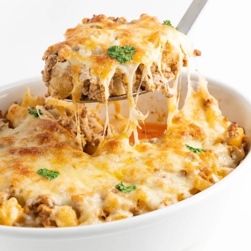 Kohlrabi-Hackfleisch-Auflauf mit Käsekruste