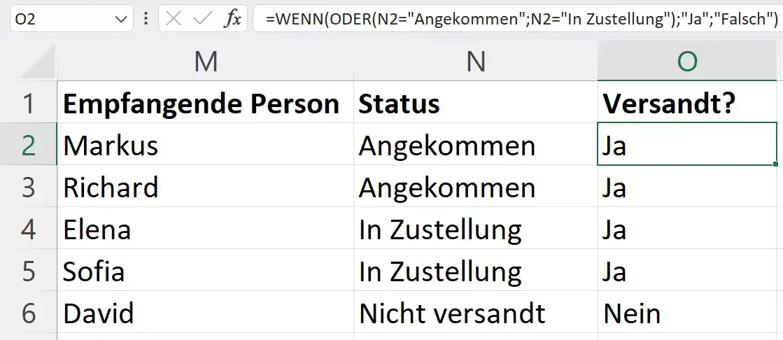 Kombination von WENN-DANN und ODER in Excel zur flexiblen Bedingungsprüfung