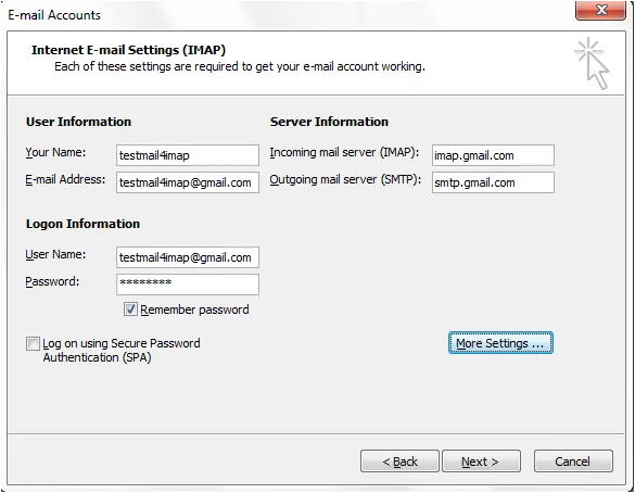 Kontoinformationen eingeben