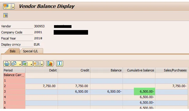 Kreditorensaldo in FK10N mit offener Rechnung nach Stornierung des Ausgleichs