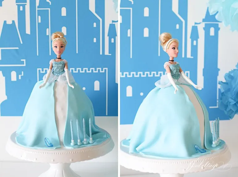 Kuchen mit Fondant-Kleid und Kerzen