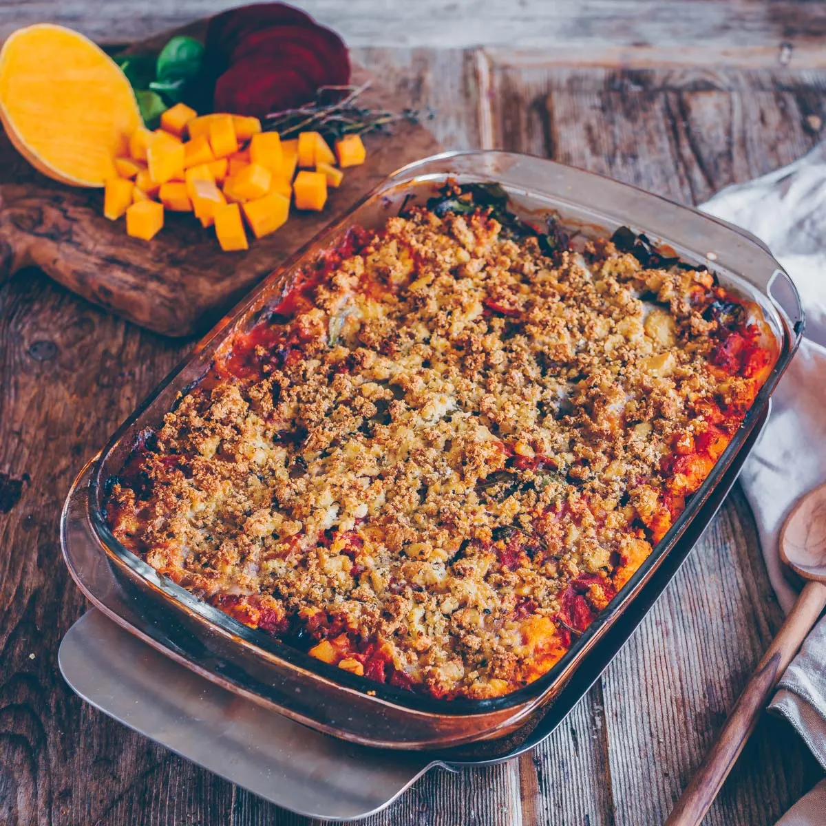 Kürbis Lasagne mit Taifun Feto zubereitet