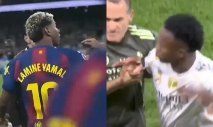 Lamine Yamal und Vinicius Junior im Gespräch