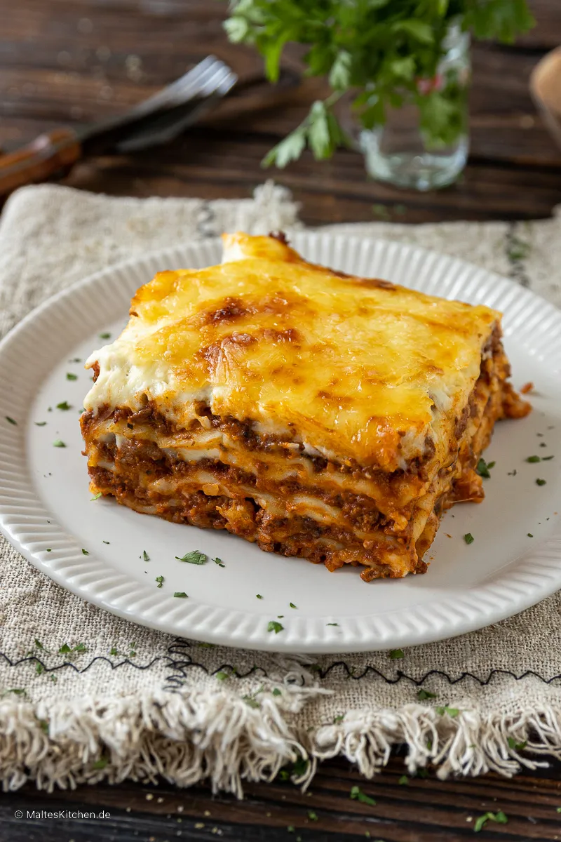 Lasagne mit Bolognese Sauce.