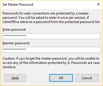 LibreOffice Master-Passwort für Web-Verbindungen einrichten