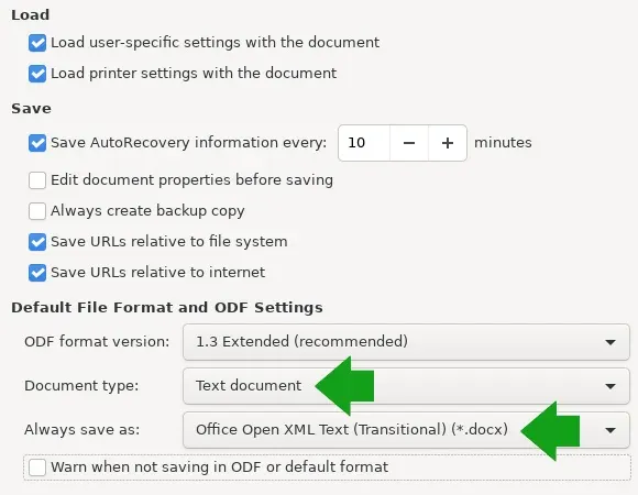 LibreOffice Speicherformate