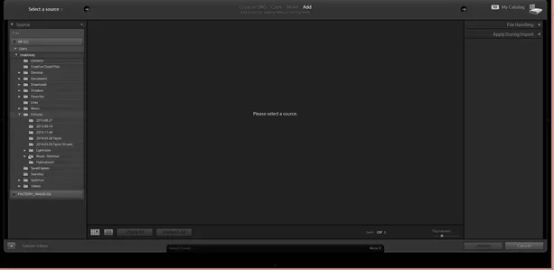 Lightroom Importdialogfeld