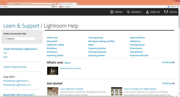 Lightroom Online-Hilfe