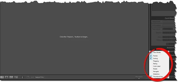 Lightroom Werkzeugleiste anpassen