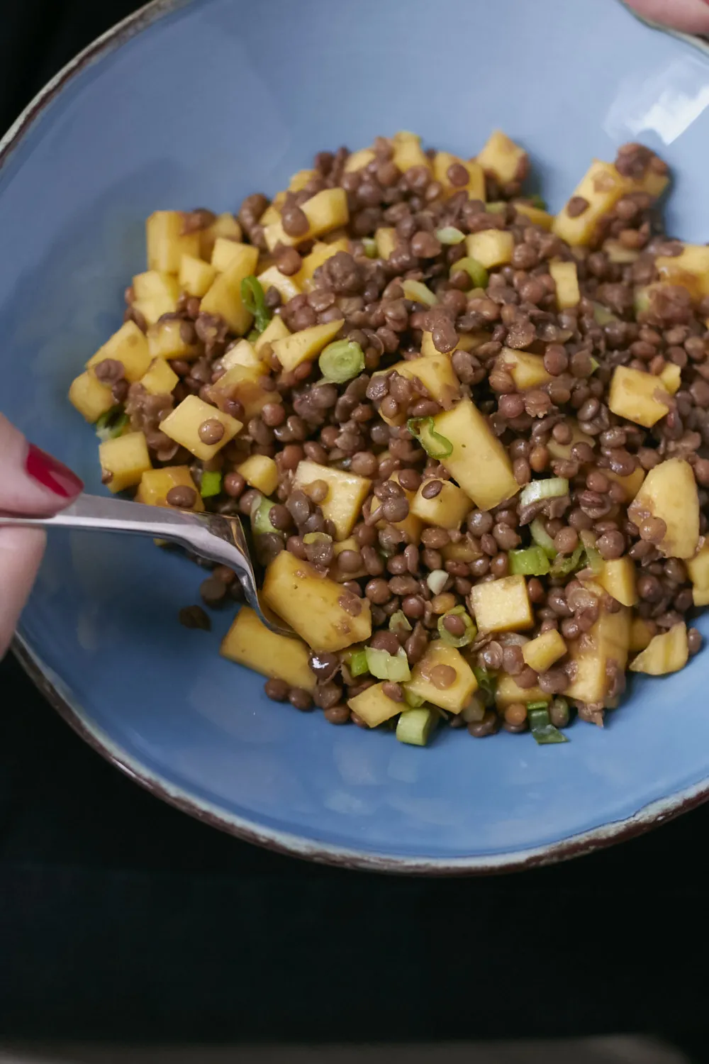Linsen-Mango-Salat, eine fruchtig-herzhafte und gesunde Salat-Kombination