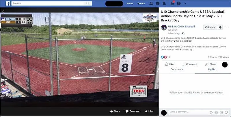 Live-Baseballspiel auf Facebook Watch, einer Plattform für Sport-Streams
