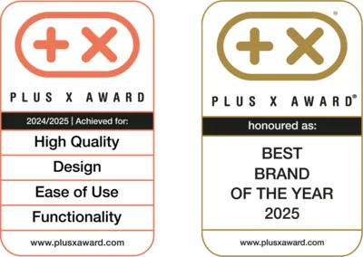 Logo des Plus X Awards, ein Zeichen für höchste Qualität bei Blaupunkt Elektrogeräten