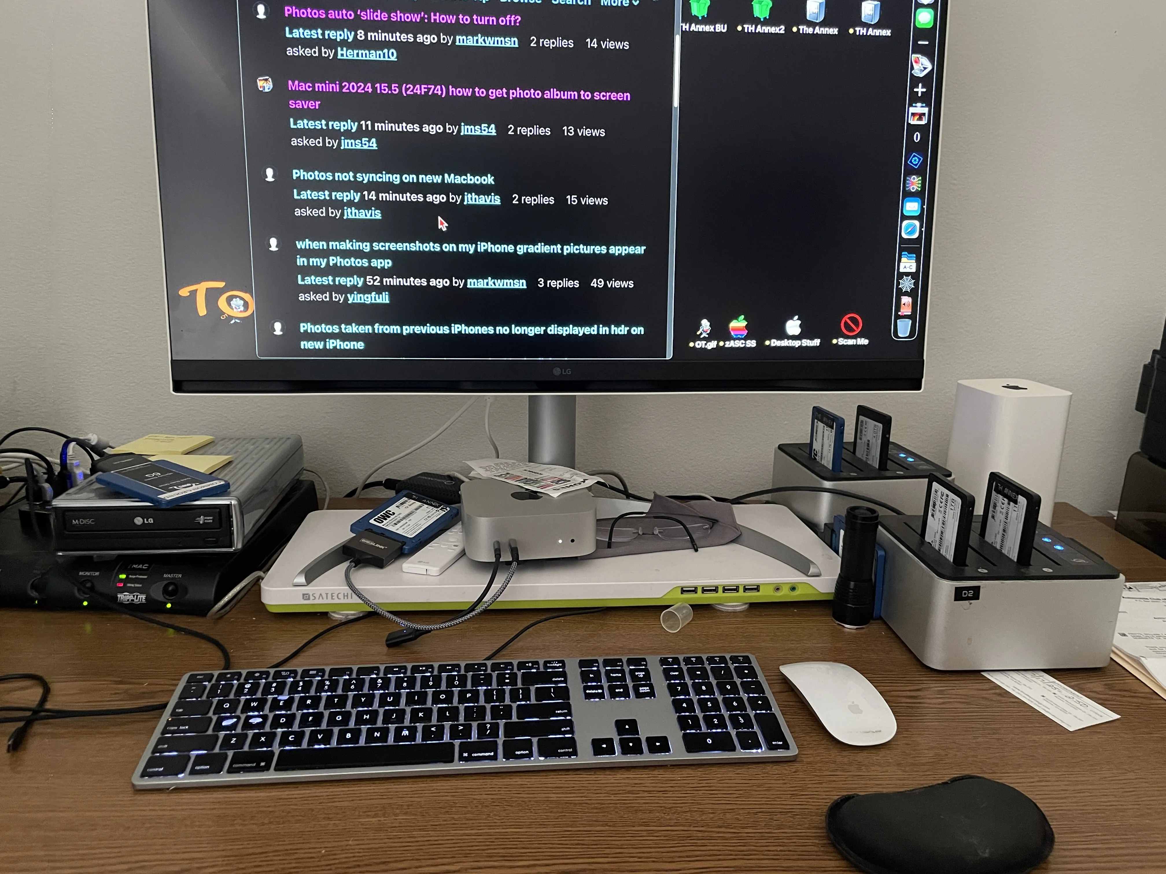 Mac Mini M4 Setup mit 27-Zoll LG 4K Monitor, als kostengünstige Alternative zu einem iMac 2017 oder 2019 für Adobe Photoshop CS6 und moderne Anwendungen.