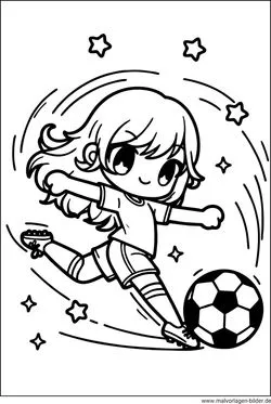 Mädchen spielt Fußball Ausmalbild ausdrucken