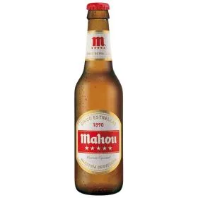 Mahou Cinco Estrellas Bierflasche 33 cl – ein beliebtes spanisches Lager aus Madrid