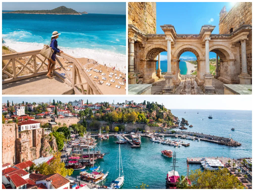 Malerische Lykische Küste, Hadrianstor in Antalyas Altstadt und der lebhafte Hafen von Antalya