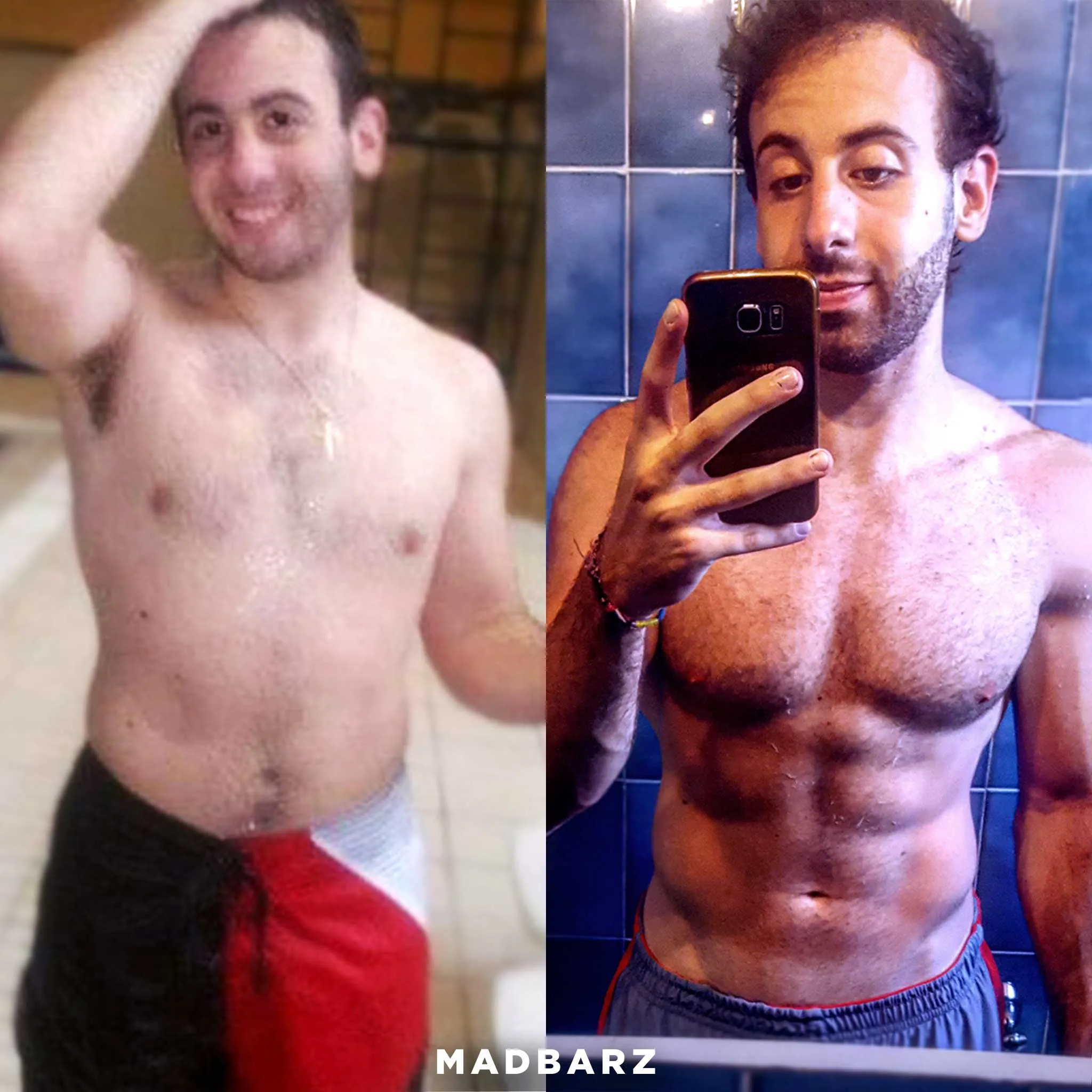 Mann Charbel Younan vor und nach seiner Transformation durch Madbarz