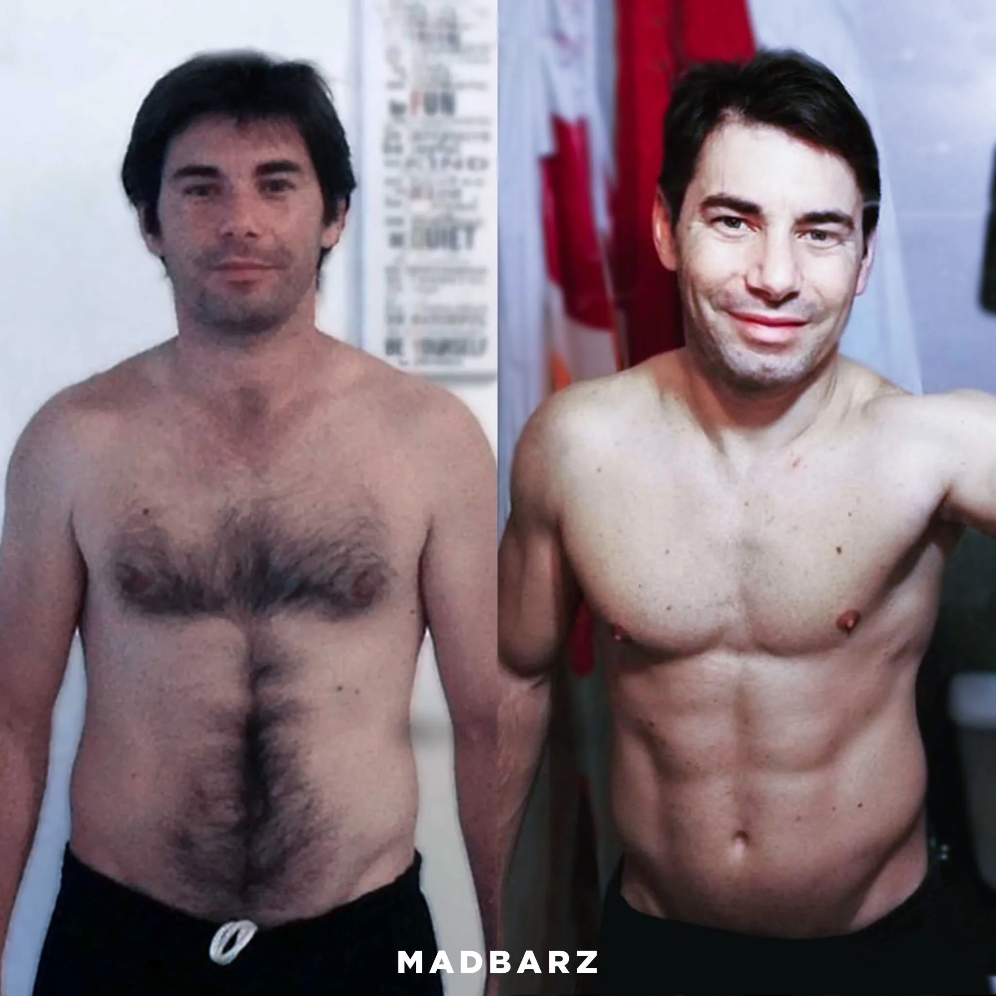 Mann Federico Medina vor und nach seiner Transformation durch Madbarz