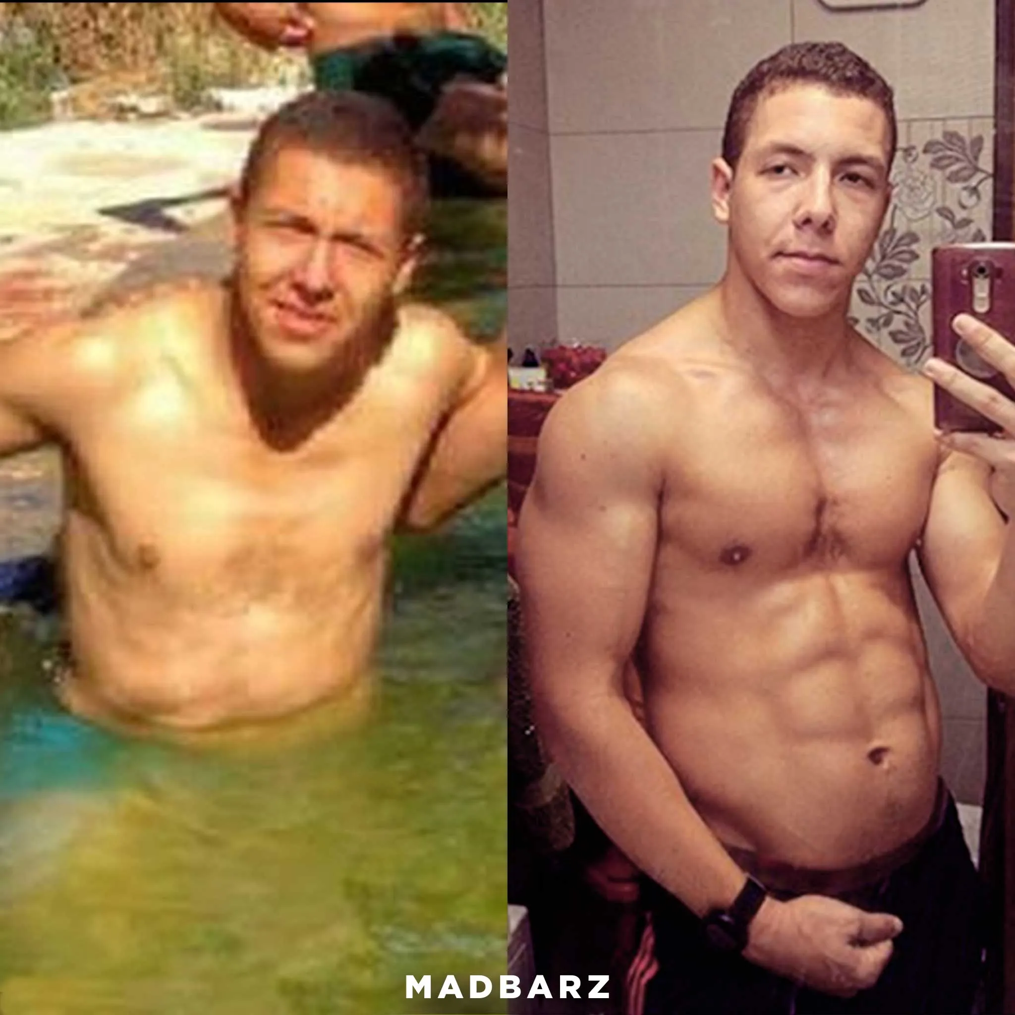 Mann Ron Zilberbod vor und nach seiner Transformation durch Madbarz