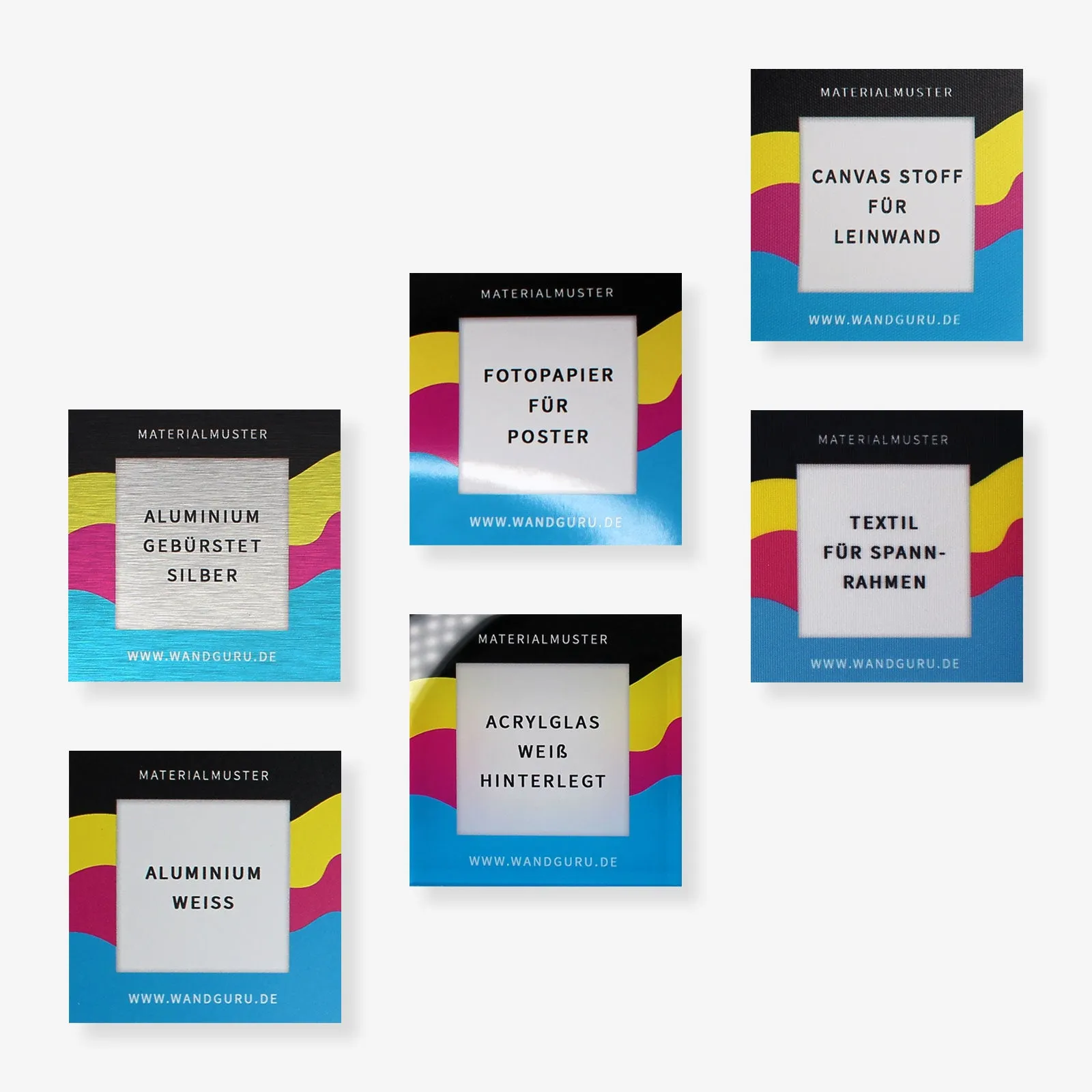 Materialmuster für Wandbilder, die die lebendige Farbgebung eines Frosch Getränks optimal zur Geltung bringen.