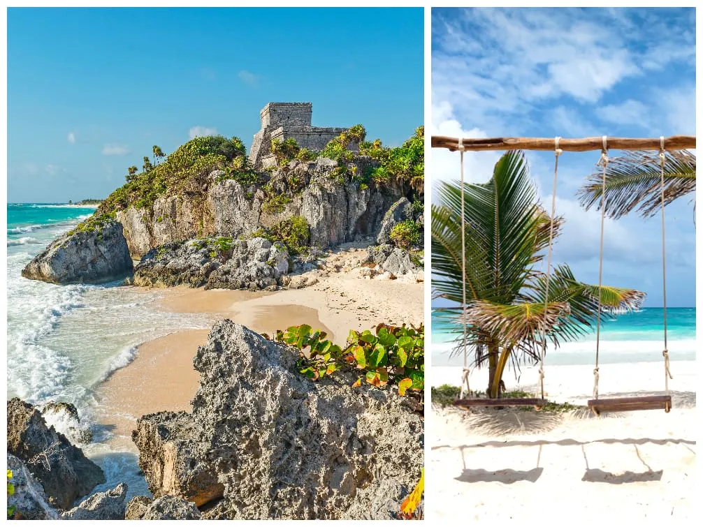 Maya-Ruine und Strand in Tulum, Mexiko