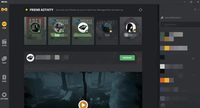 Medal.tv Benutzeroberfläche zum Aufnehmen und Teilen von Gaming-Clips