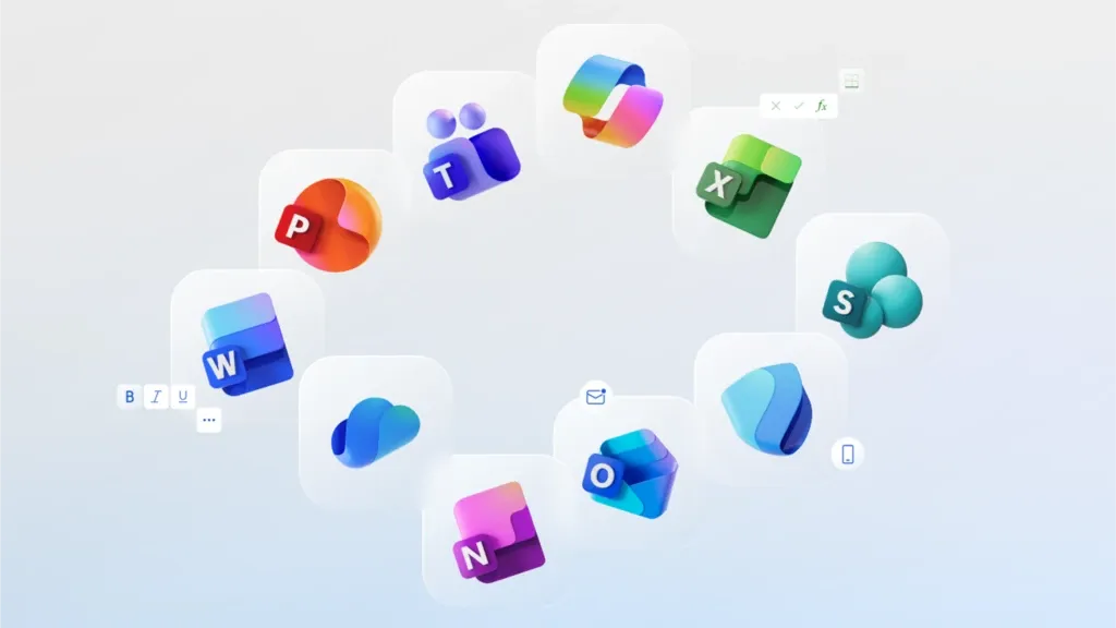 Microsoft Copilot in Aktion, wie es nahtlos in Word, Excel und PowerPoint integriert ist und Aufgaben automatisiert.