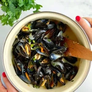 Miesmuschel, Muscheln, Meeresfrüchte, Weisswein, Gemüse