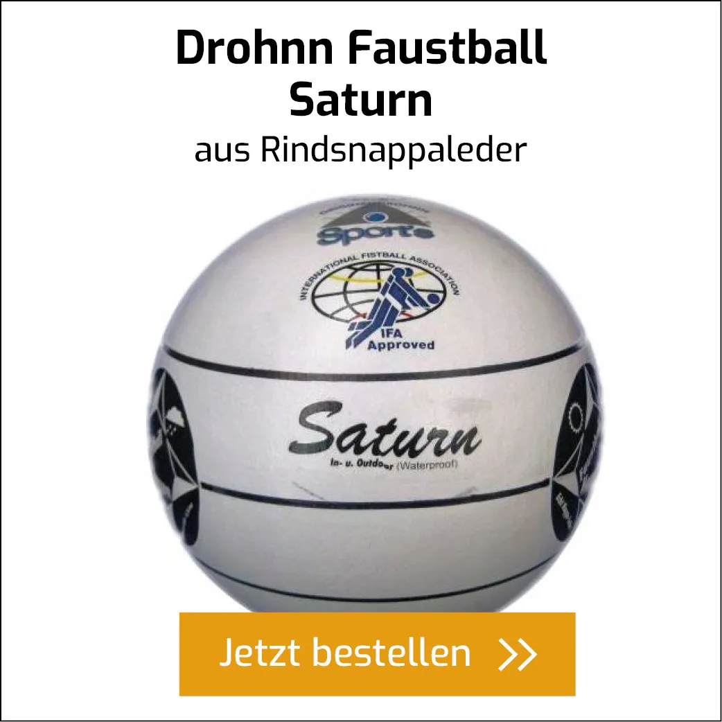 Modell Saturn, ein weißer Faustball, der Präzision und Flugstabilität verspricht