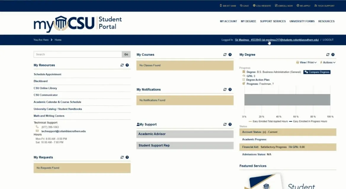 myCSU Studenten-Homepage