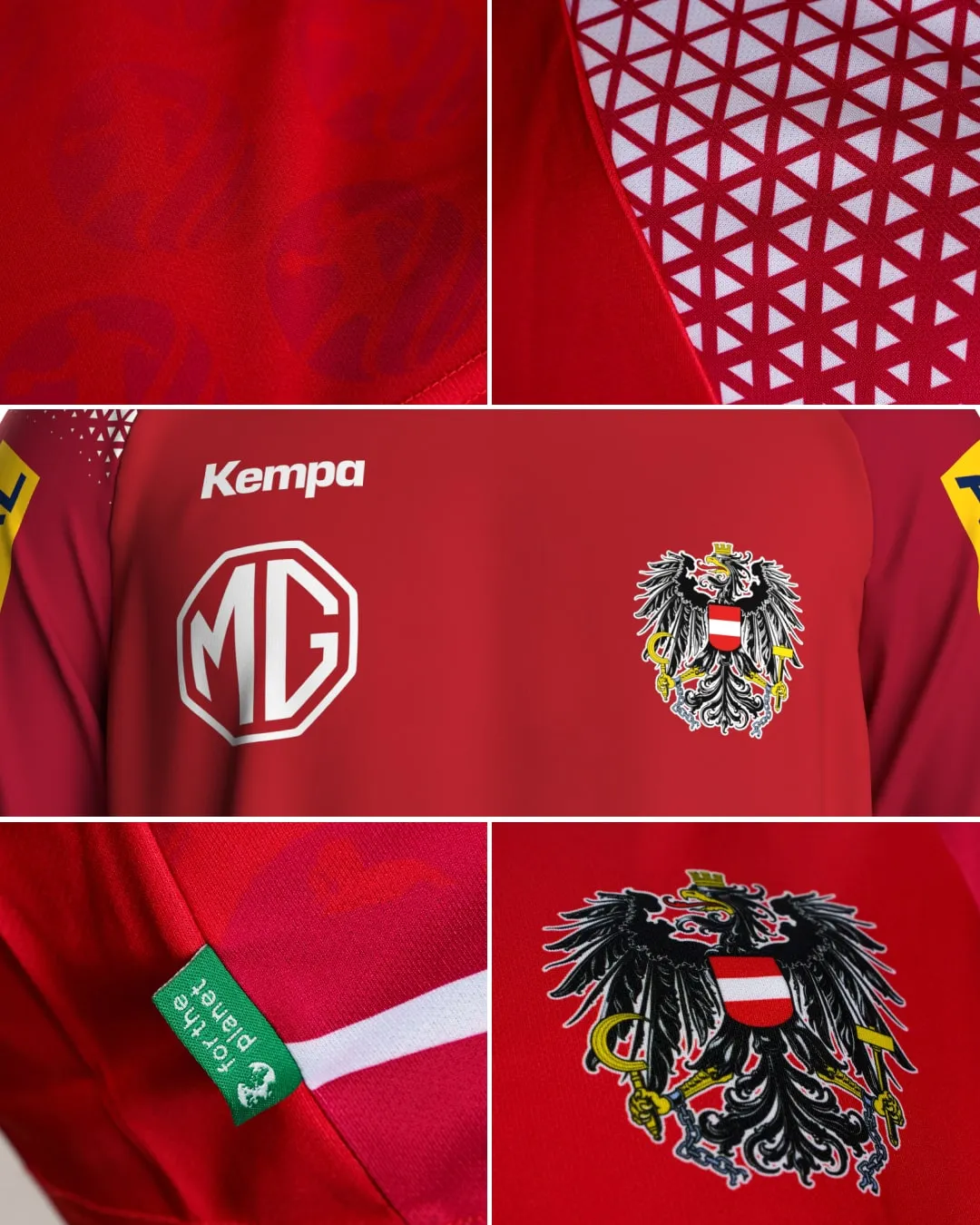 Nahaufnahme eines österreichischen Handballspielers im Einsatz