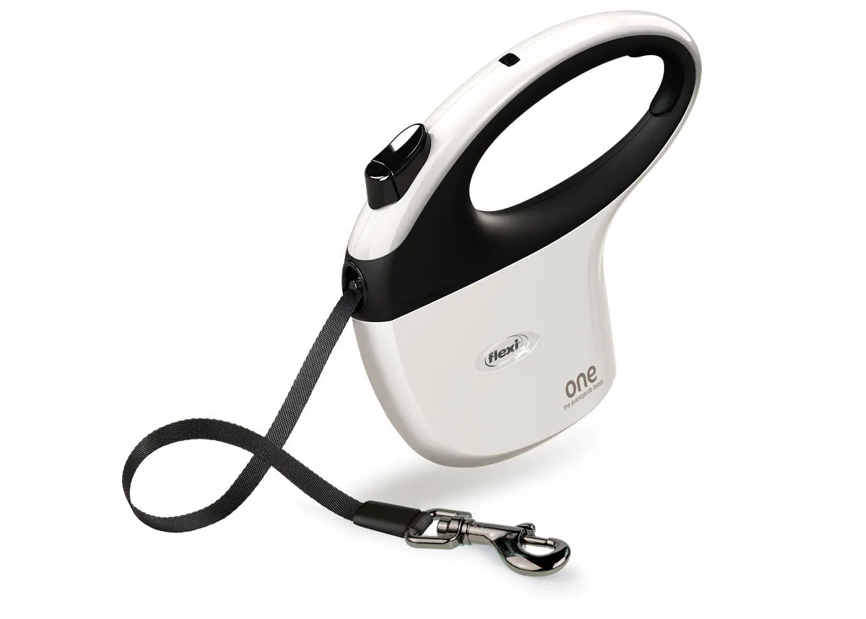 Neue flexi One Tape 5m Rollleine in Weiß mit innovativem Design