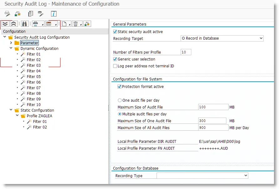 Neue Transaktion zur Konfiguration des Security Audit Logs