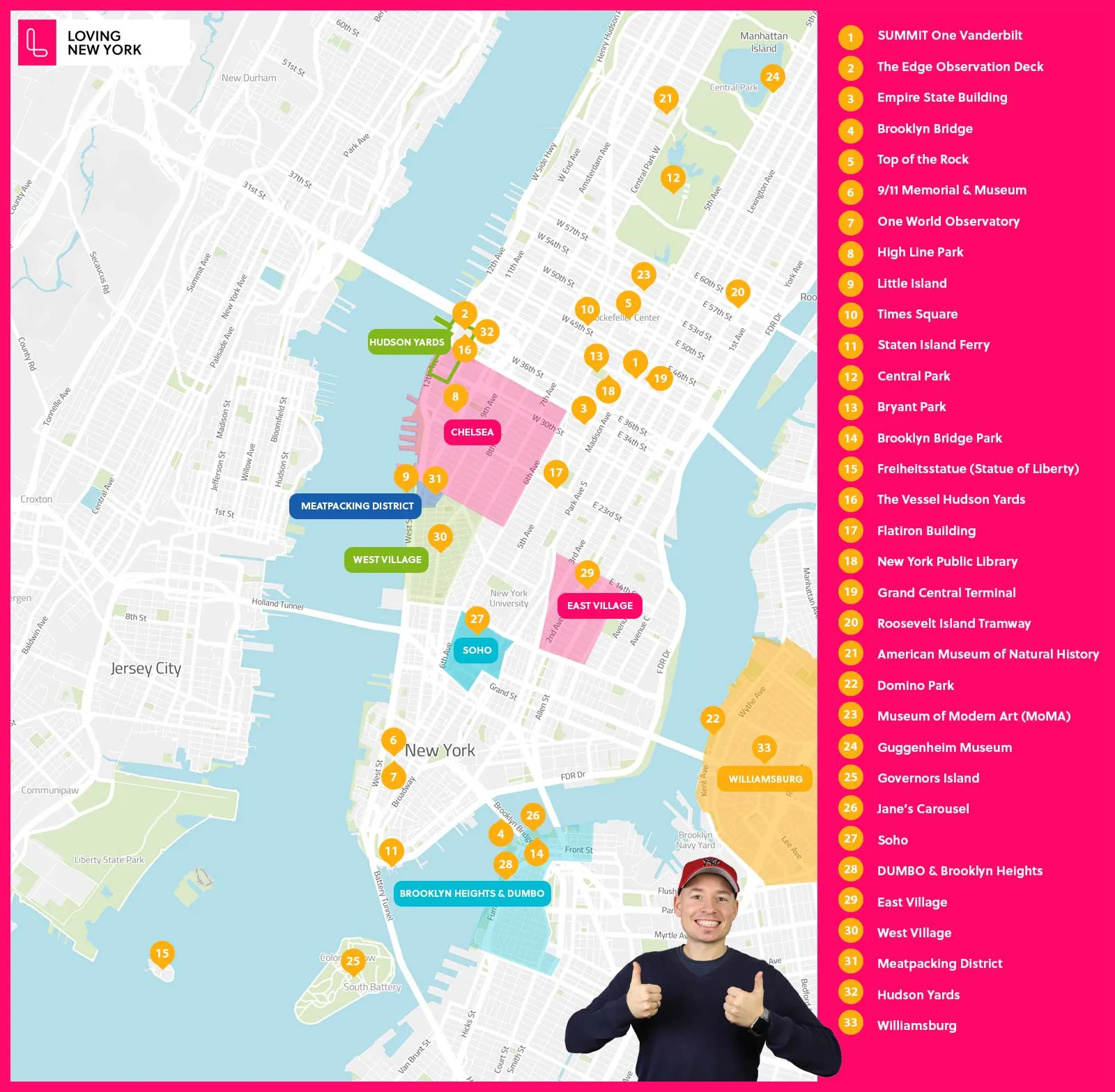 New York City Sehenswürdigkeiten Karte als Übersicht für deine Reiseplanung 2023