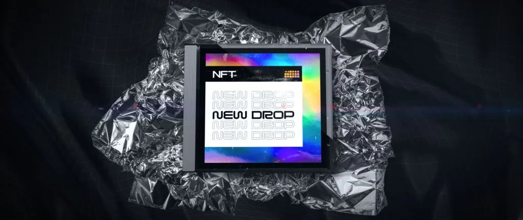 NFT computer screen on a black background