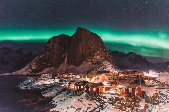 Nordlichter über Hamnøy, Lofoten