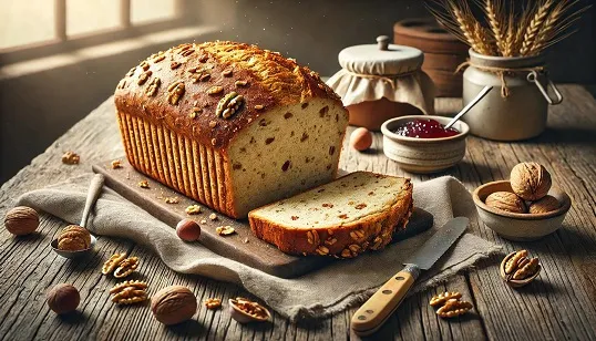 Nussbrot mit einer Scheibe Butter