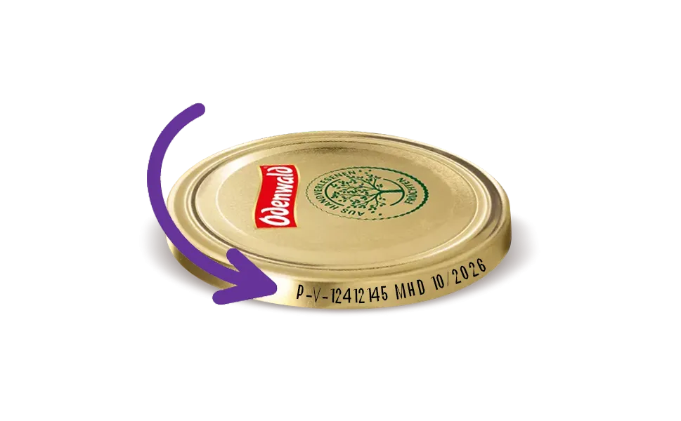 Odenwald Glasdeckel mit Gewinnspiel-Code für Sally backt Aktion