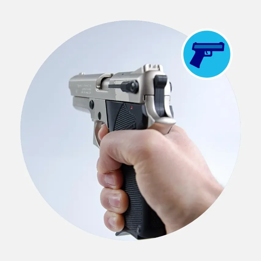 Pistole als Symbol für die Waffensachkunde nach § 7 WaffG