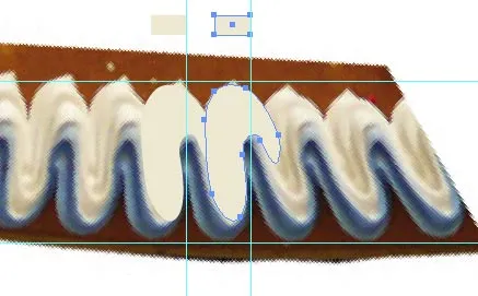 Platzierte Vorlage mit ersten Elementen eines Lebkuchen-Spritzrandes in Illustrator