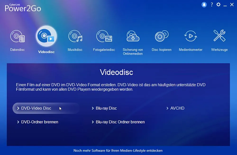 Power2Go - DVD erstellen mit Menüoptionen