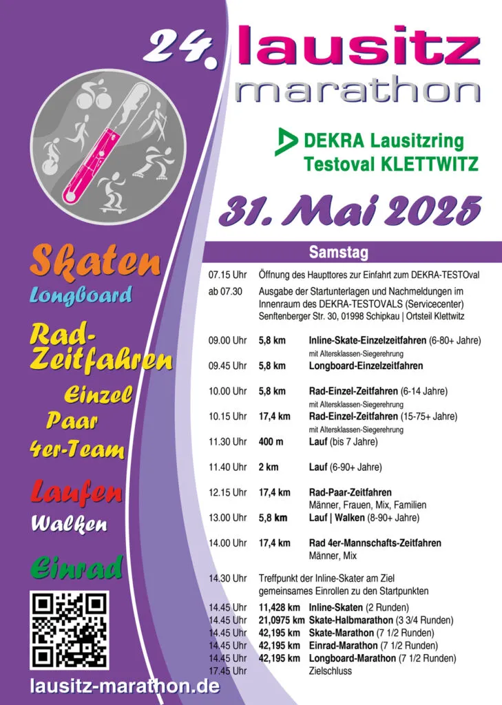 Programmübersicht des Lausitz-Marathons 2025 (A4-Format)