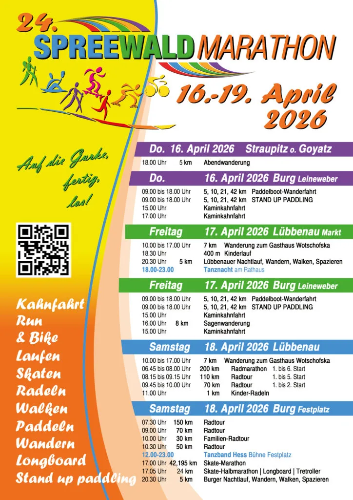 Programmübersicht des Spreewaldmarathons 2026 (Seite 1)