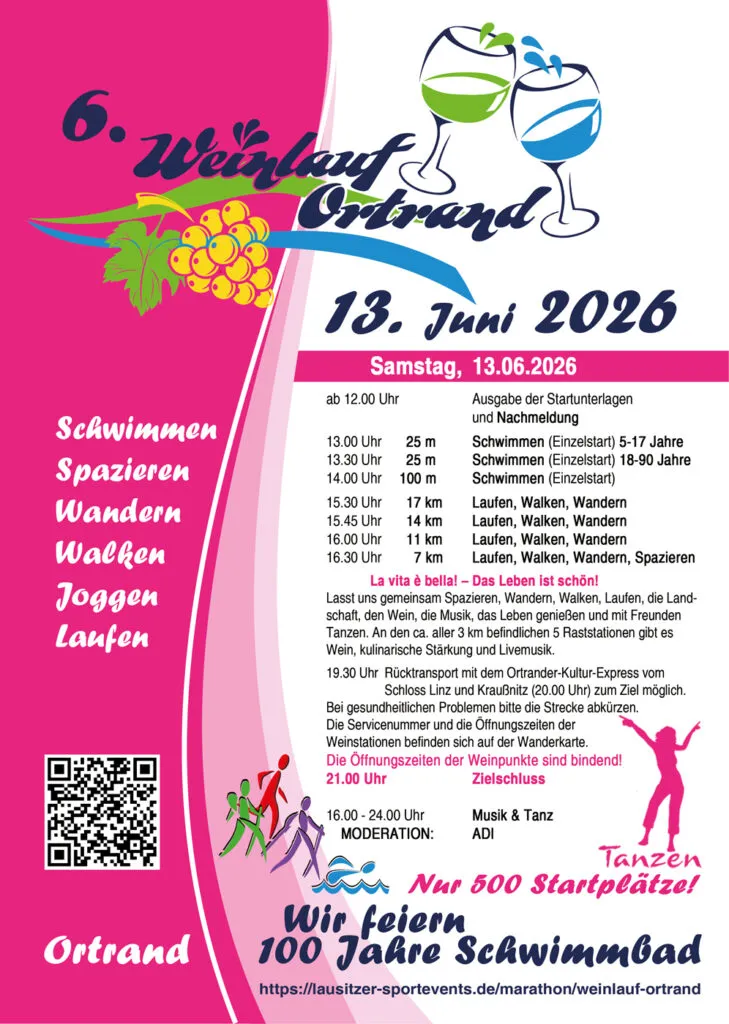 Programmübersicht des Weinlaufs 2026 in Ortrand