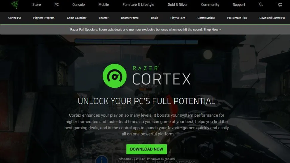 Razer Cortex Anwendungsoberfläche